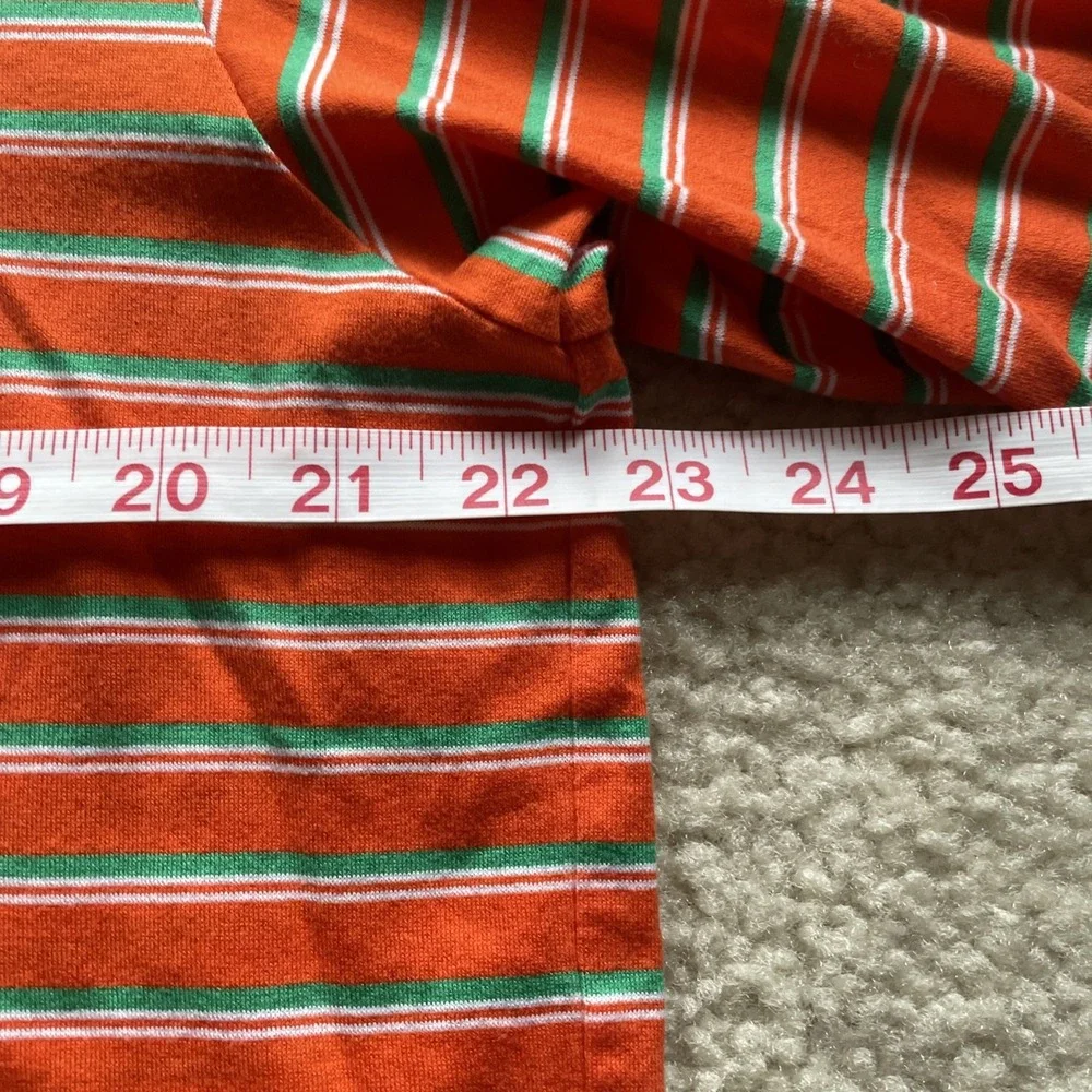 Ralph Lauren Polo Golf Polo Mens Large Orange Green Striped Pima Cotton Preowned